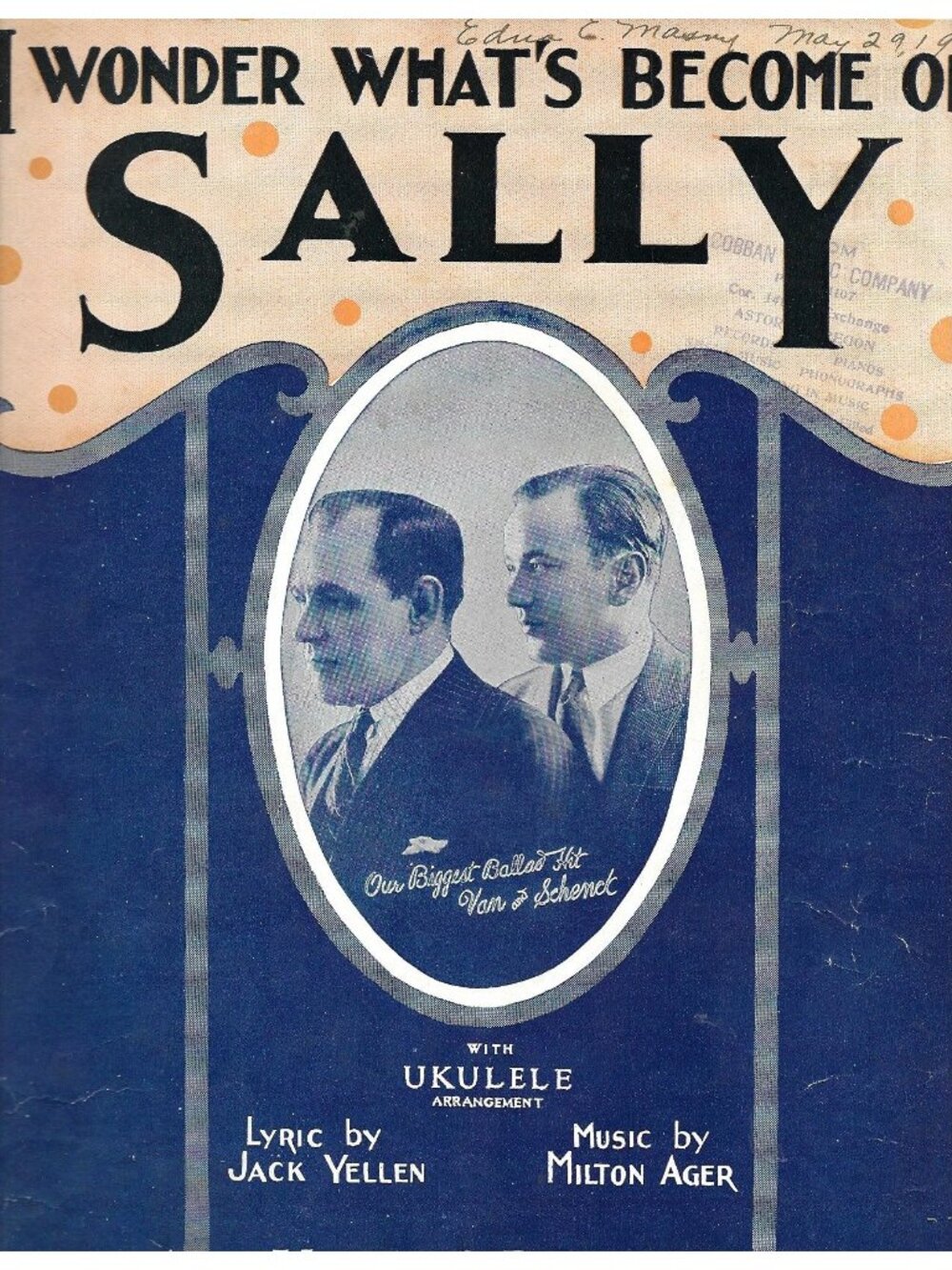1924 I Wonder What’s Become of Sally Sheet Music Van & Schenck Astoria OR